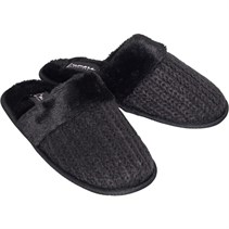 L'amore Couture Womens Knit Mule Slippers Black