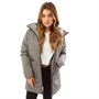 L'amore Couture Womens Page Longline Puffer Jacket Dark Grey