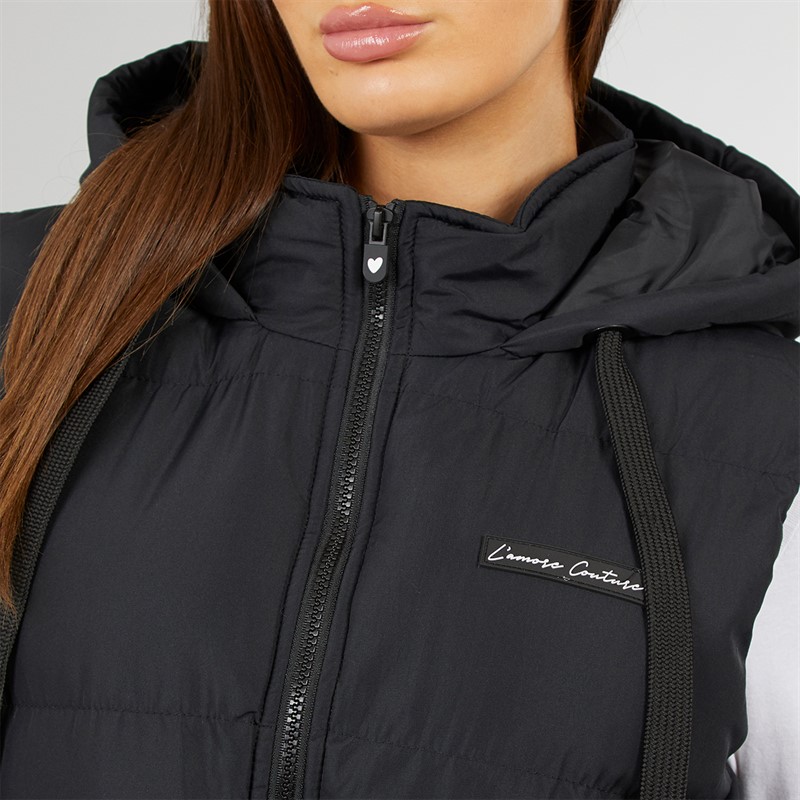 L'amore Couture Womens Starlight Longline Gilet Black