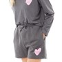 L'amore Couture Womens Heart Sweat Shorts Charcoal Marl