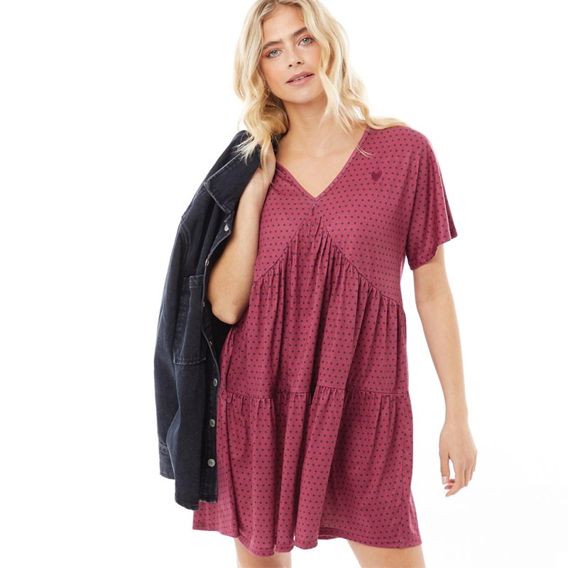L'amore Couture Womens Mimi Dress Burgundy Polkadot