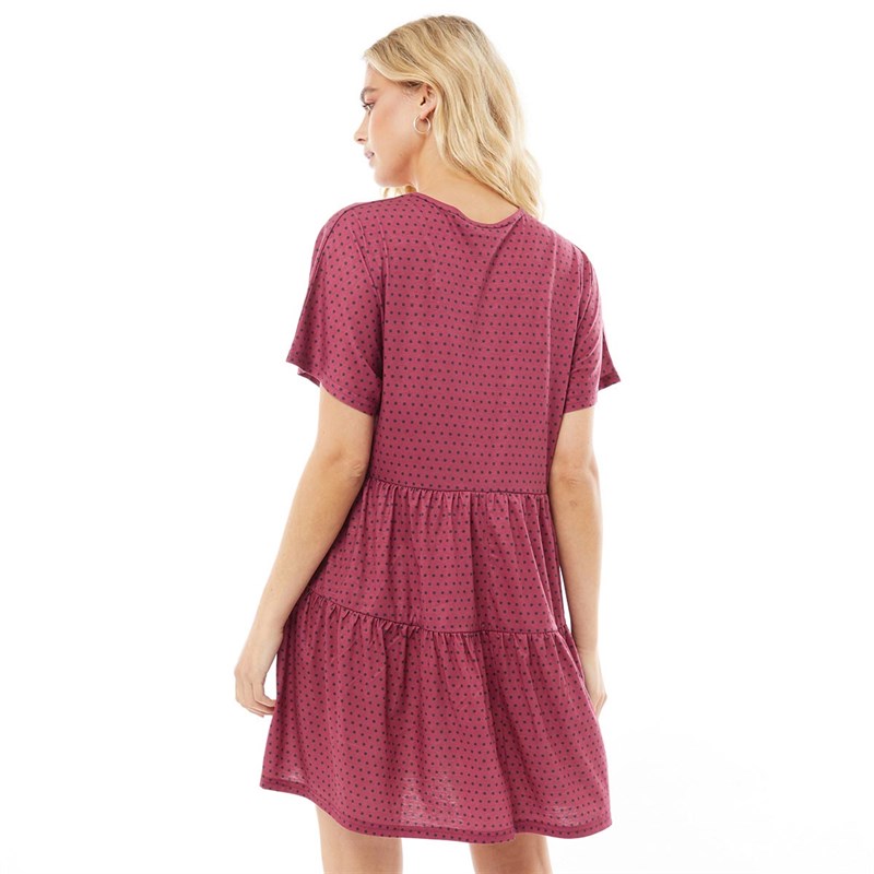 L'amore Couture Womens Mimi Dress Burgundy Polkadot