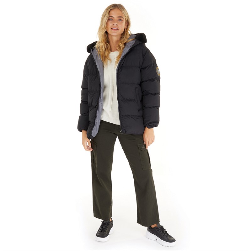 L'amore Couture Womens Cherie Puffer Coat Black