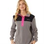 L'amore Couture Womens Freyja 1/4 Zip Fleece Black/Charcoal Pink
