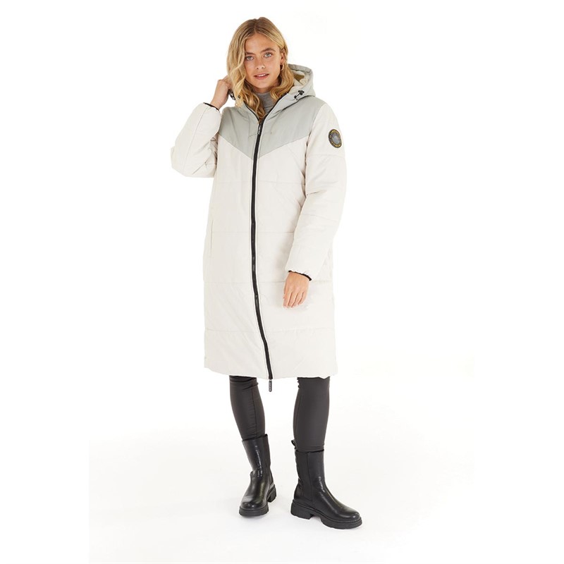 L'amore Couture Womens Olympus Puffer Coat Ecru
