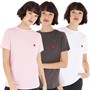 L'amore Couture Womens L'amore Nicole Three Pack T-shirts Charcoal/Pink/White