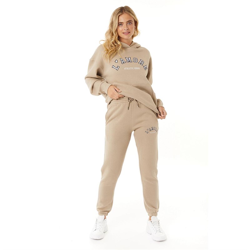 L'amore Couture Womens Stacy Oversized Hoodie Taupe