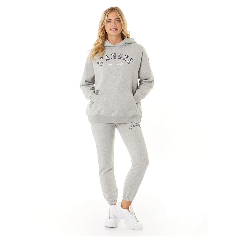 L'amore Couture Womens Stacy Oversized Hoodie Light Grey Marl