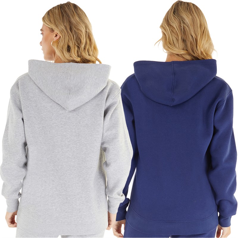 L'amore Couture Womens Shine Two Pack Hoodies Light Grey Marl/Pageant Blue