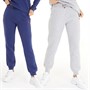 L'amore Couture Womens Star Two Pack Joggers Light Grey Marl/Pageant Blue