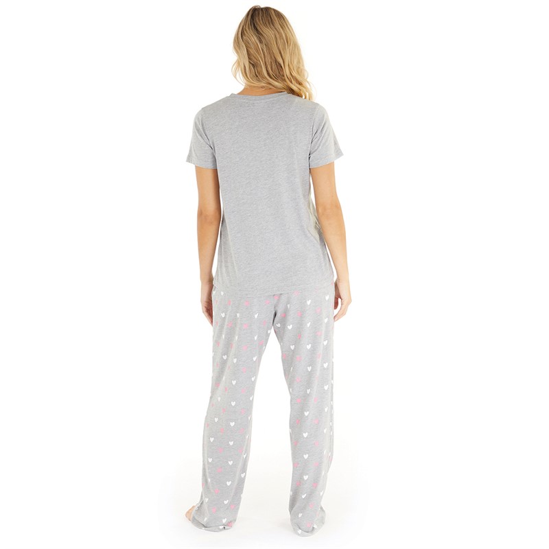 L'amore Couture Womens Shannon T-Shirt And Long Pant Set Grey Marl