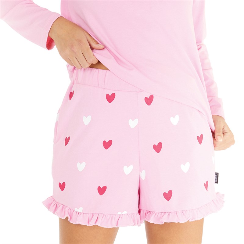 L'amore Couture Womens Rachel Long Sleeve Top And Short Set Pink