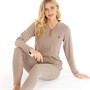 L'amore Couture Womens Charlie Long Sleeve Top And Legging Set Mocha
