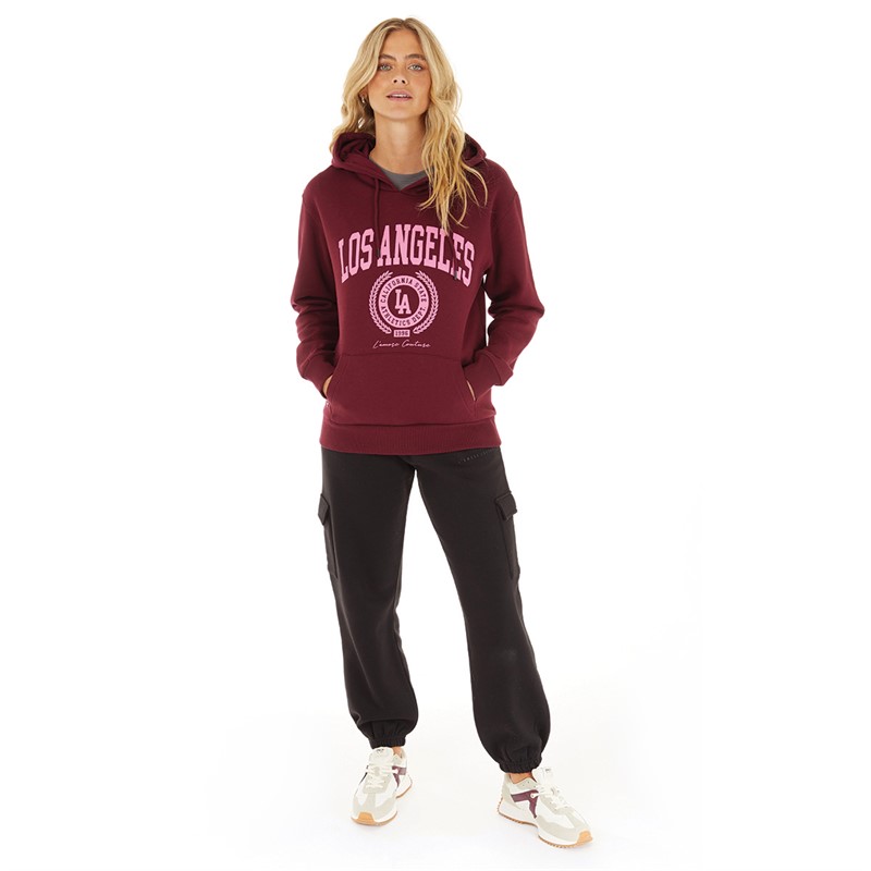 L'amore Couture Womens State Hoodie Burgundy