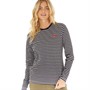 L'amore Couture Womens Lori Long Sleeve Stripe T-Shirt Black/White