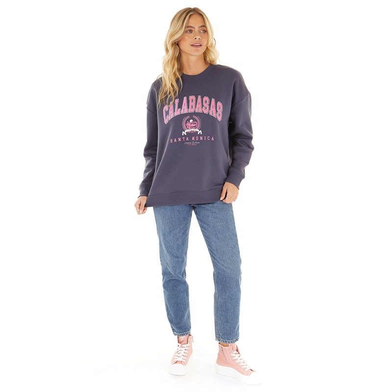 L'amore Couture Womens Calabasas Sweatshirt Slate Blue