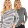 L'amore Couture Womens Tilly Two Pack Long Sleeve T-Shirts Charcoal
