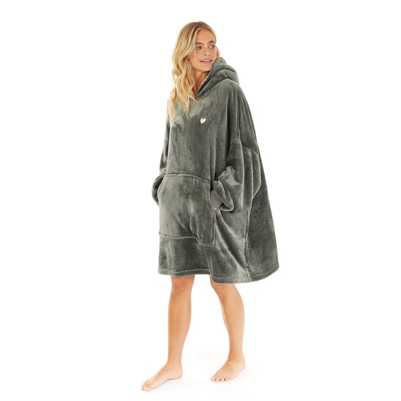 L'amore Couture Womens Snuggle Oversized Hoodie Charcoal