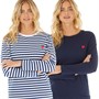 L'amore Couture Womens Tilly Two Pack Long Sleeve T-Shirts Navy