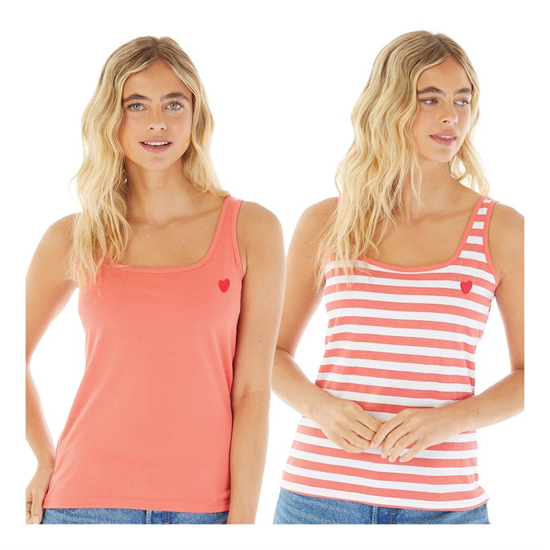 L'amore Couture Womens Eliza Two Pack Vests Coral