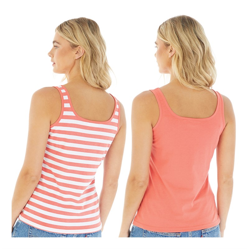 L'amore Couture Womens Eliza Two Pack Vests Coral