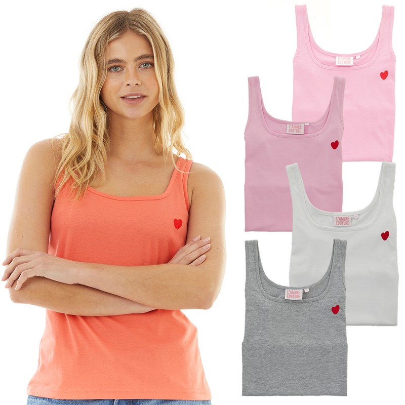 L'amore Couture Womens Jennifer Five Pack Vests Mixed Pink