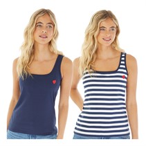 L'amore Couture Womens Eliza Two Pack Vests Navy