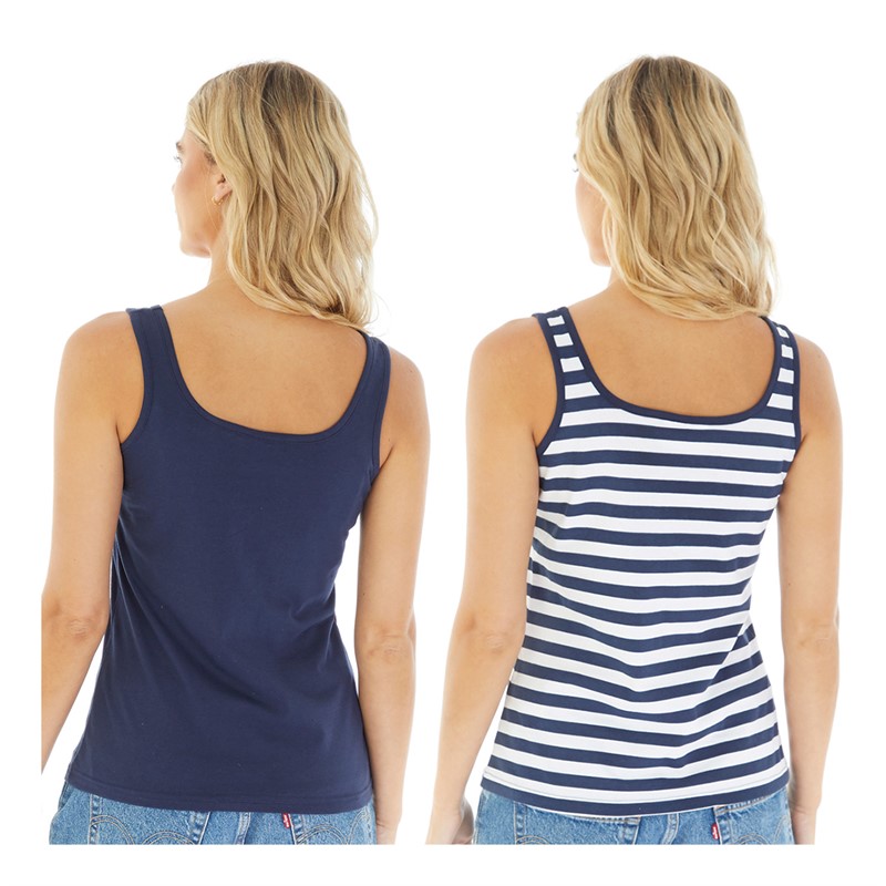 L'amore Couture Womens Eliza Two Pack Vests Navy