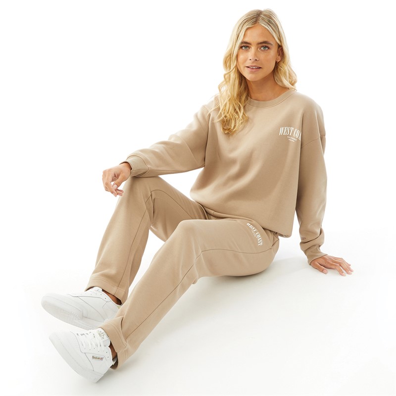 L'amore Couture Womens West Coast Tracksuit Taupe