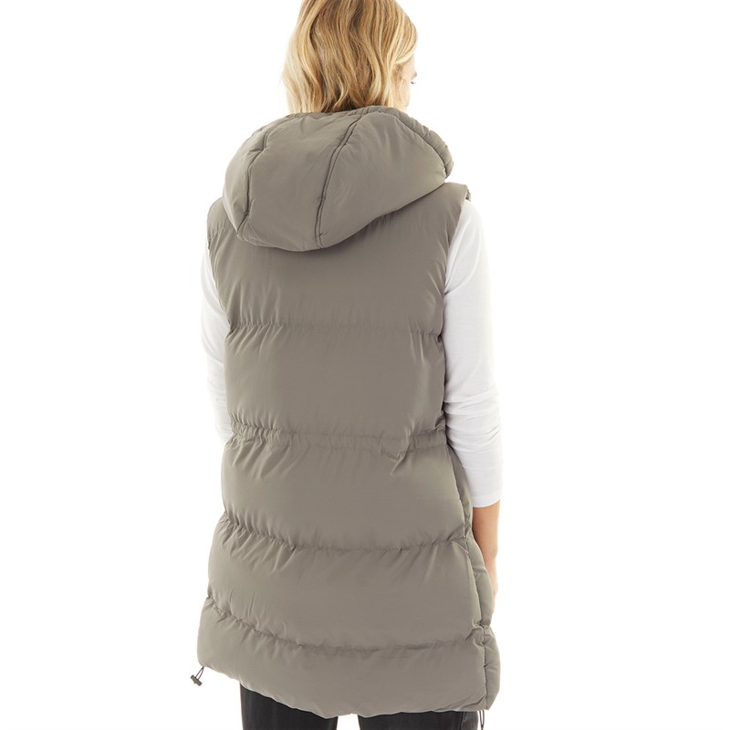 L'amore Couture Womens Starlight Hooded Long Gilet Charcoal