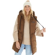 L'amore Couture Womens Starlight Hooded Long Gilet Brown