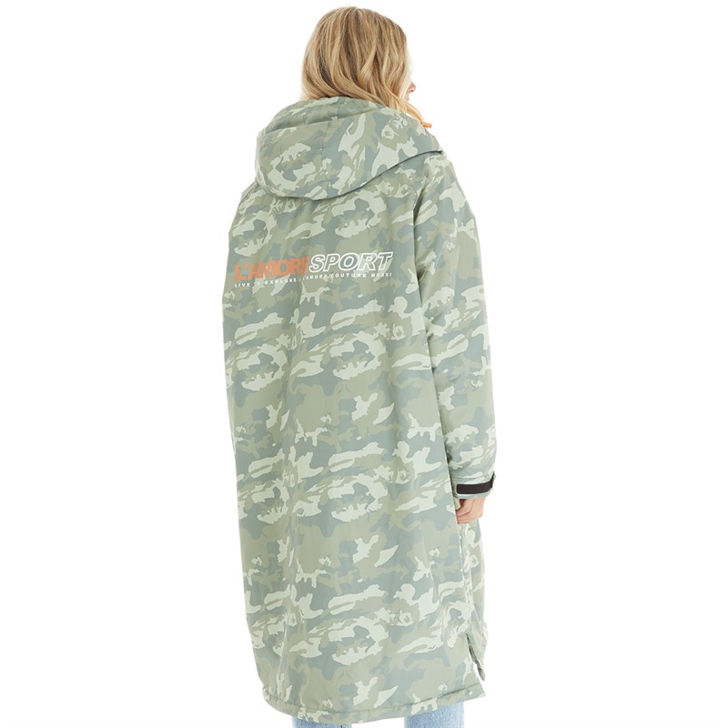 L'amore Couture Womens Rue Waterproof Changing Robe Camo/Orange