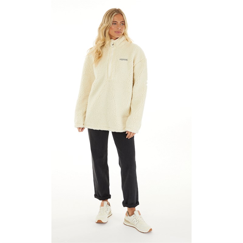 L'amore Couture Womens Tessa 1/2 Zip Borg Fleece Ecru