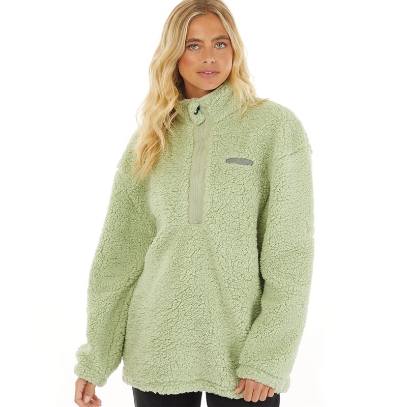 L'amore Couture Womens Tessa 1/2 Zip Borg Fleece Sage