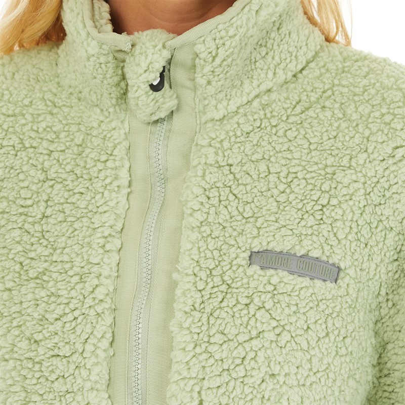 L'amore Couture Womens Tessa 1/2 Zip Borg Fleece Sage