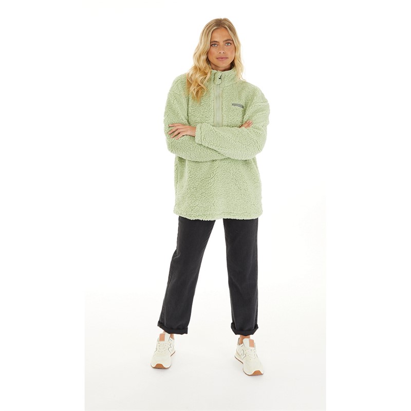 L'amore Couture Womens Tessa 1/2 Zip Borg Fleece Sage