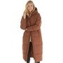 L'amore Couture Womens Fields Maxi Hooded Puffer Jacket Brown
