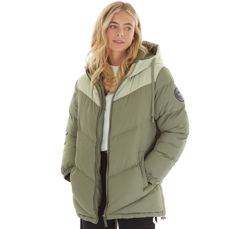 L'amore Couture Womens Zoey Short Puffer Khaki