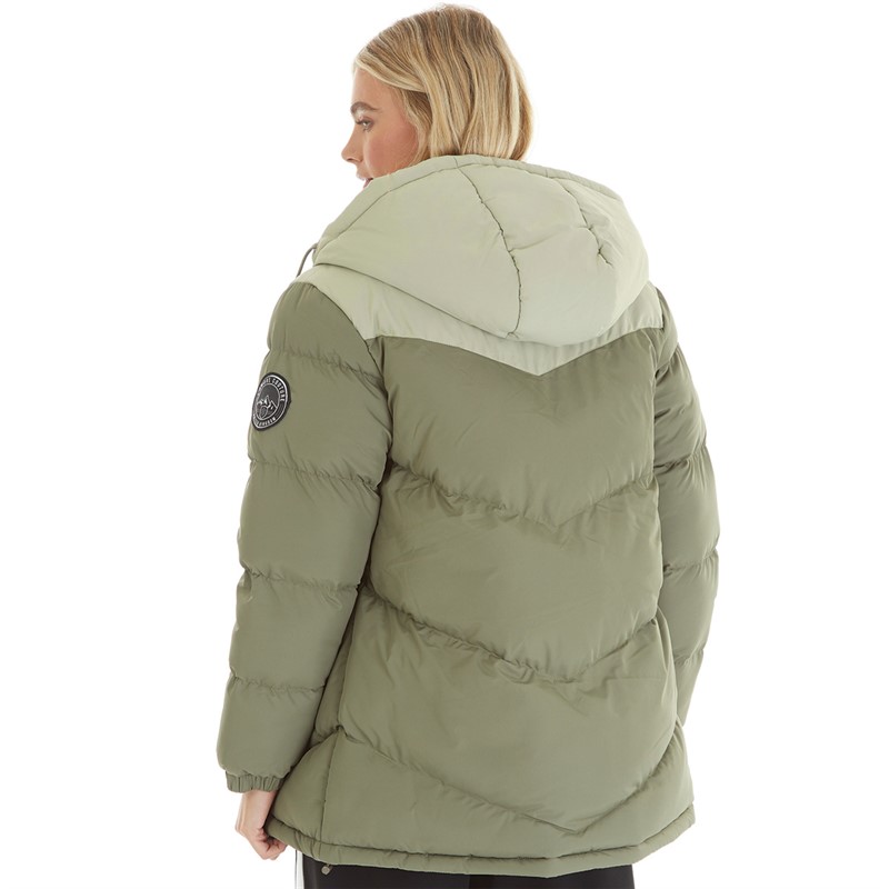 L'amore Couture Womens Zoey Short Puffer Khaki