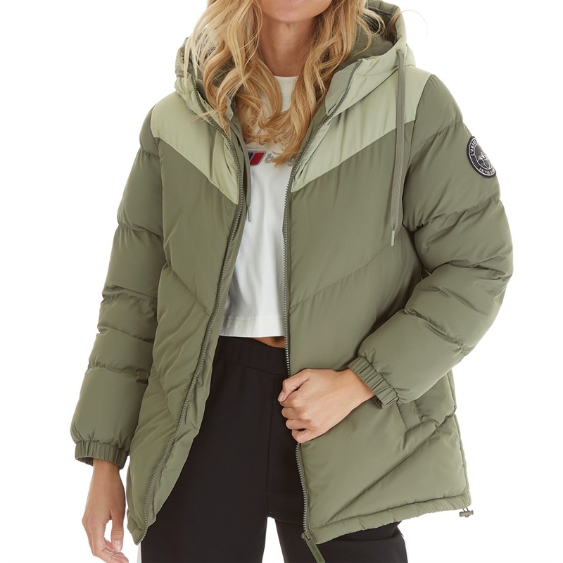 L'amore Couture Womens Zoey Short Puffer Khaki