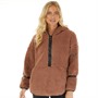 L'amore Couture Womens Talia 1/2 Zip Hooded Borg Fleece Mocha