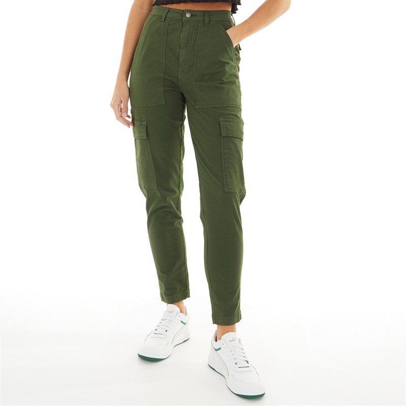 L'amore Couture Womens Sofia Skinny Cargo Pants Olive