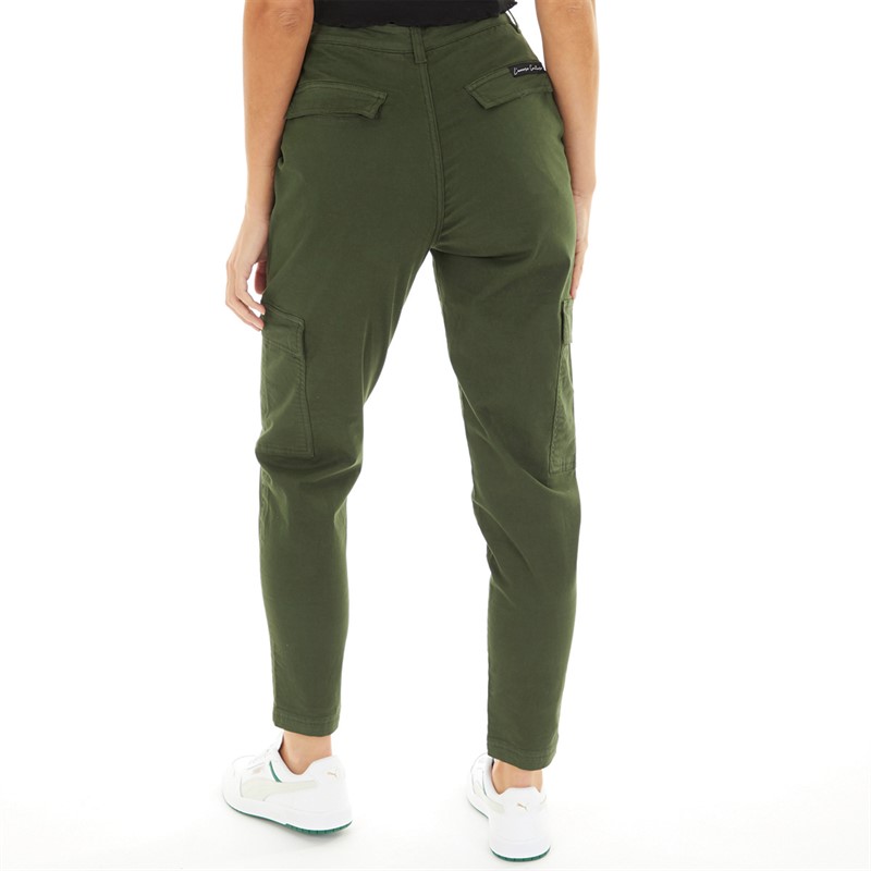 L'amore Couture Womens Sofia Skinny Cargo Pants Olive