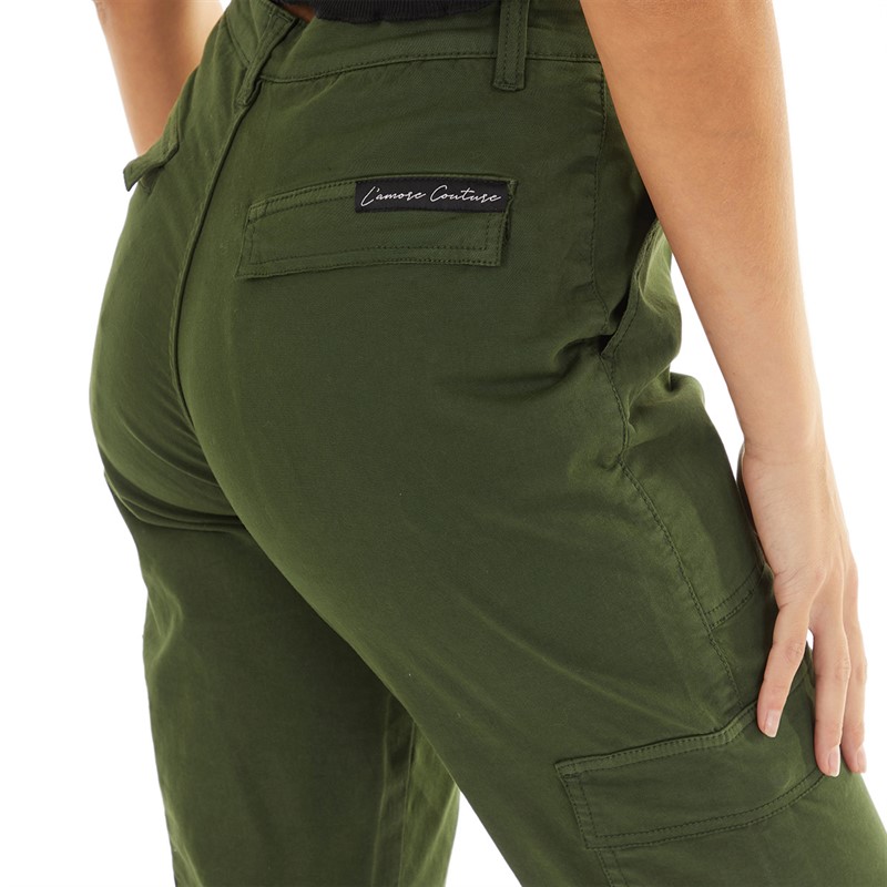 L'amore Couture Womens Sofia Skinny Cargo Pants Olive