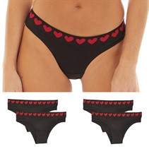 L'amore Couture Womens LC Hearts Five Pack Briefs Black/ Red