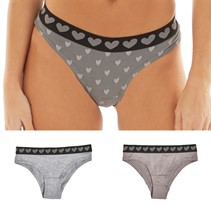 L'amore Couture Womens Micro Heart Three Pack Briefs Greys