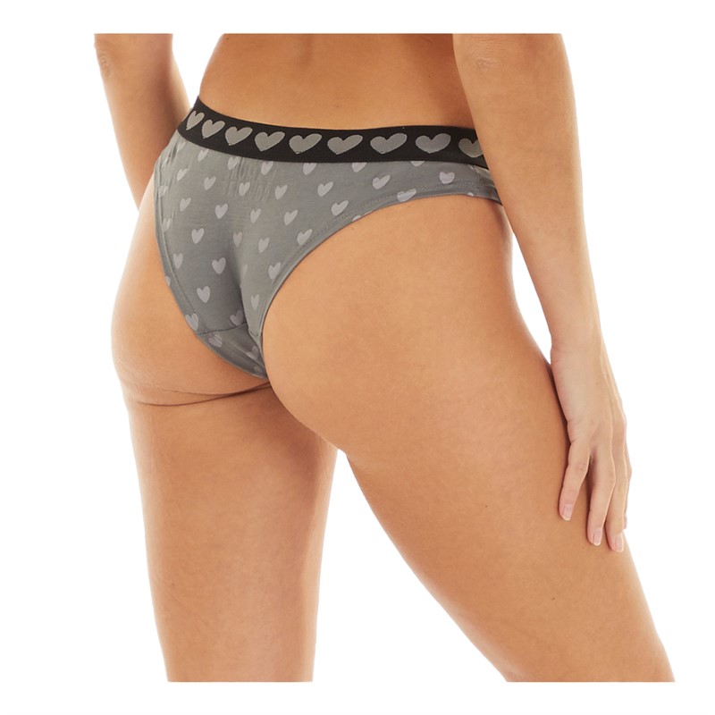 L'amore Couture Womens Micro Heart Three Pack Briefs Greys