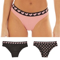 L'amore Couture Womens Micro Heart Three Pack Briefs Black/Pink