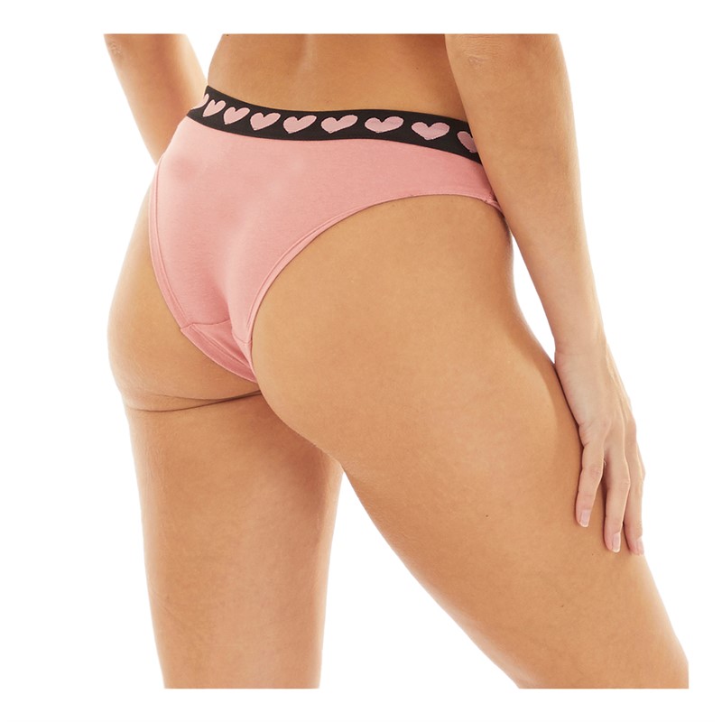 L'amore Couture Womens Micro Heart Three Pack Briefs Black/Pink