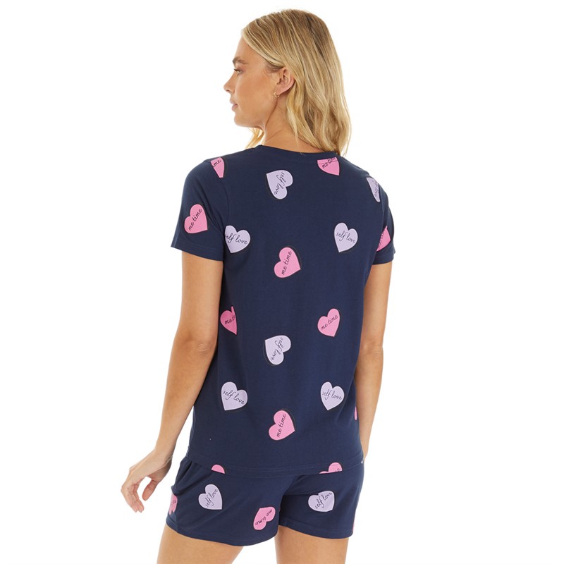 L'amore Couture Womens Self Love Shortie Pyjama Set Navy